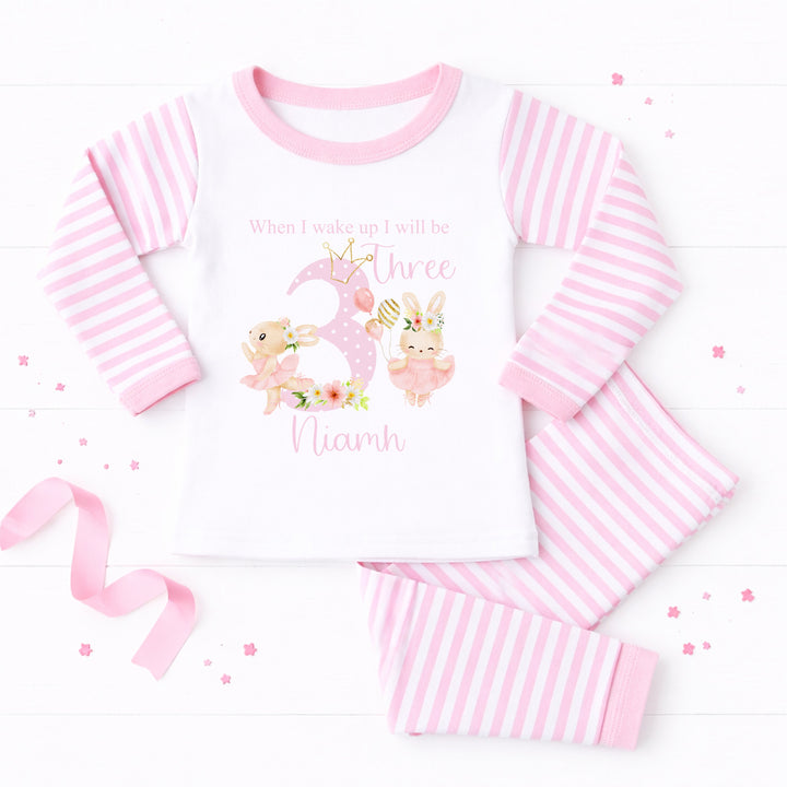 Personalised Spotty Ballerina Bunny Any Age Birthday Pyjamas