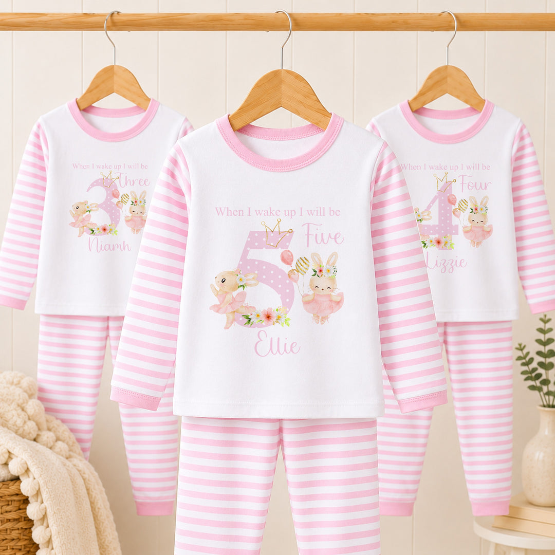 Personalised Spotty Ballerina Bunny Any Age Birthday Pyjamas
