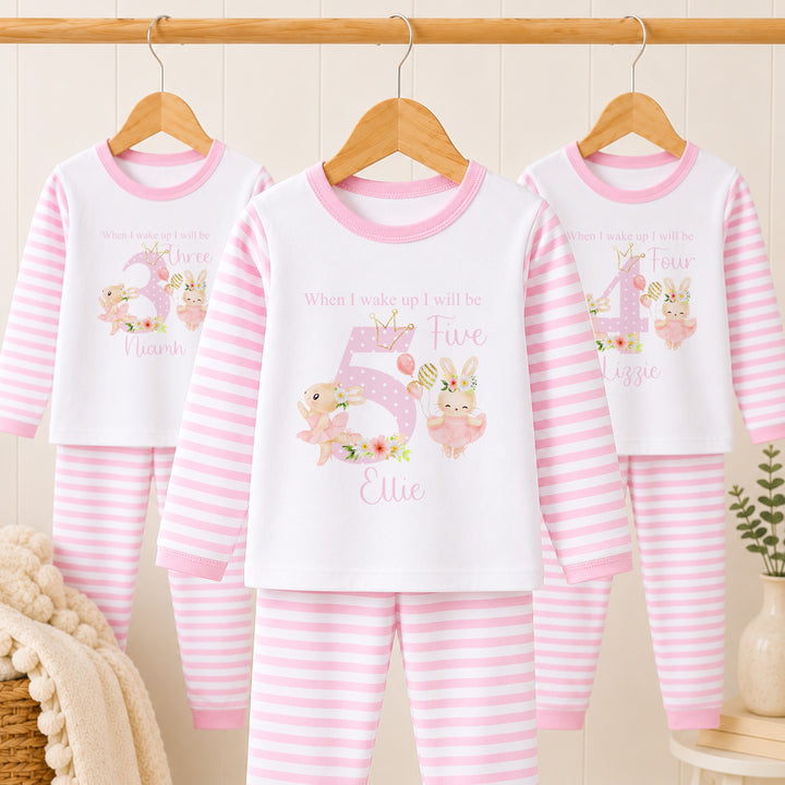 Personalised Spotty Ballerina Bunny Any Age Birthday Pyjamas