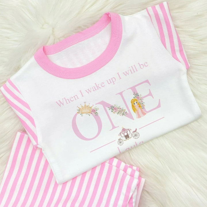 Personalised When I wake up Princess Pink Striped Birthday Pyjamas