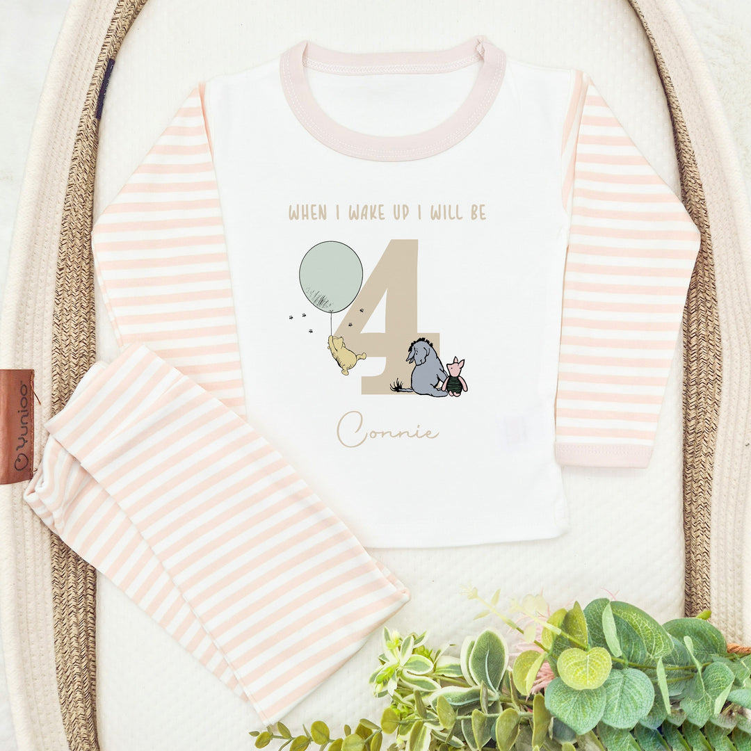 Personalised Beige Pooh Bear Any Age Birthday Pyjamas