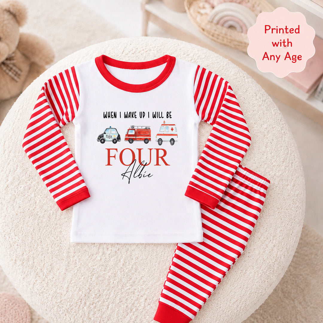 Personalised Fire Truck Any Age Birthday Pyjamas