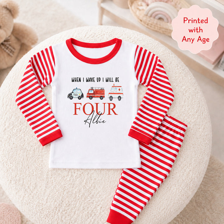 Personalised Fire Truck Any Age Birthday Pyjamas