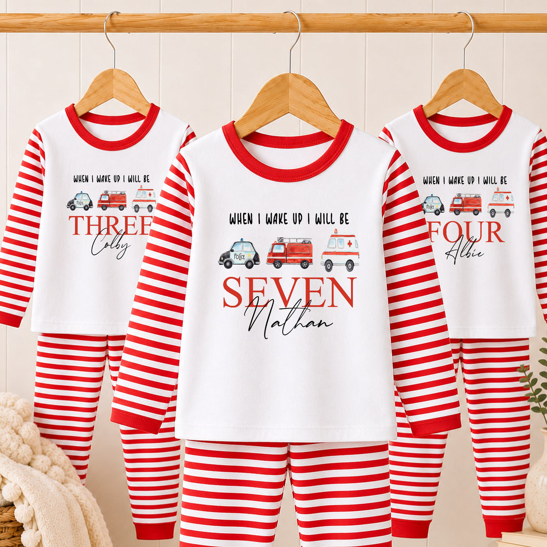 Personalised Fire Truck Any Age Birthday Pyjamas