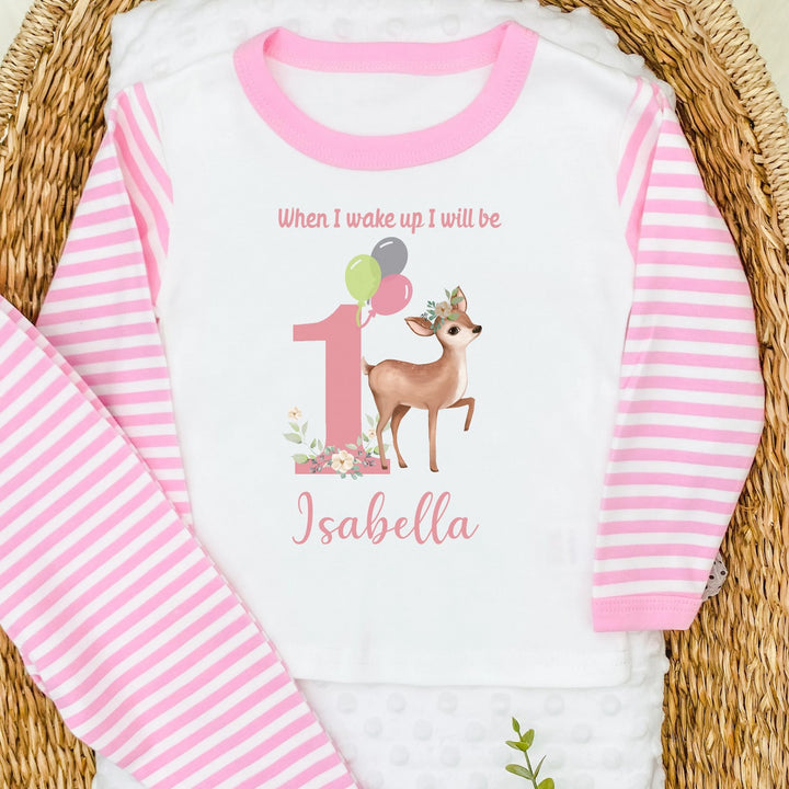 Personalised When I Wake Up I Will Be Deer Pink Birthday Pyjamas