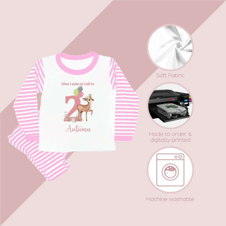 Personalised When I Wake Up I Will Be Deer Pink Birthday Pyjamas