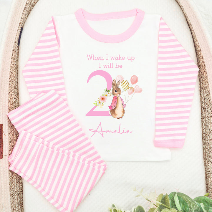 Personalised When I Wake Up Classic Pink Rabbit Girls 2nd Birthday Pyjamas
