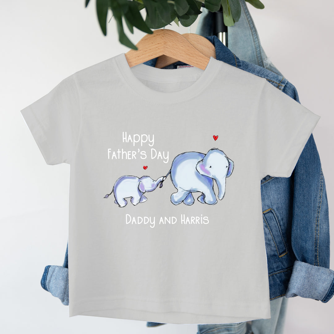 Happy Father's Day Blue Elephant Coloured T-shirt