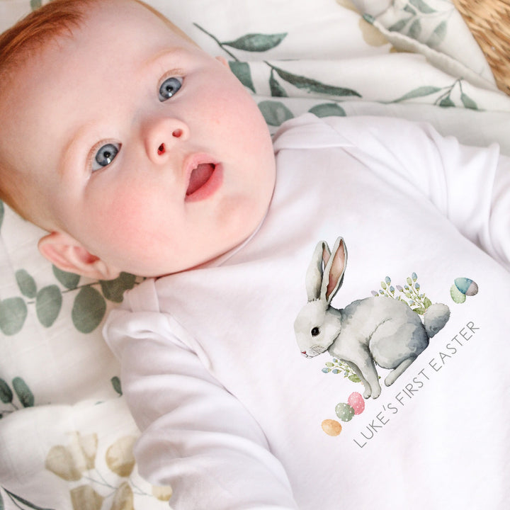 Personalised My First Easter White Bunny Babygrow