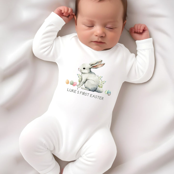 Personalised My First Easter White Bunny Babygrow