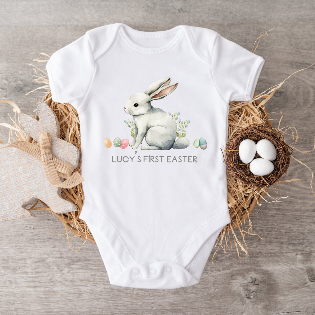 Personalised My First Easter White Bunny Babygrow