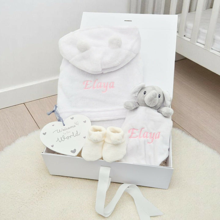Unisex White Dressing Gown and Comforter Gift Hamper Set