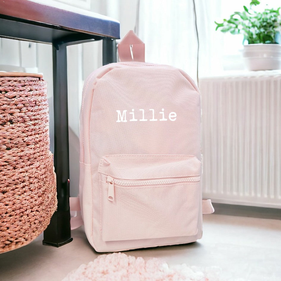 Personalised Simple White Name Backpack