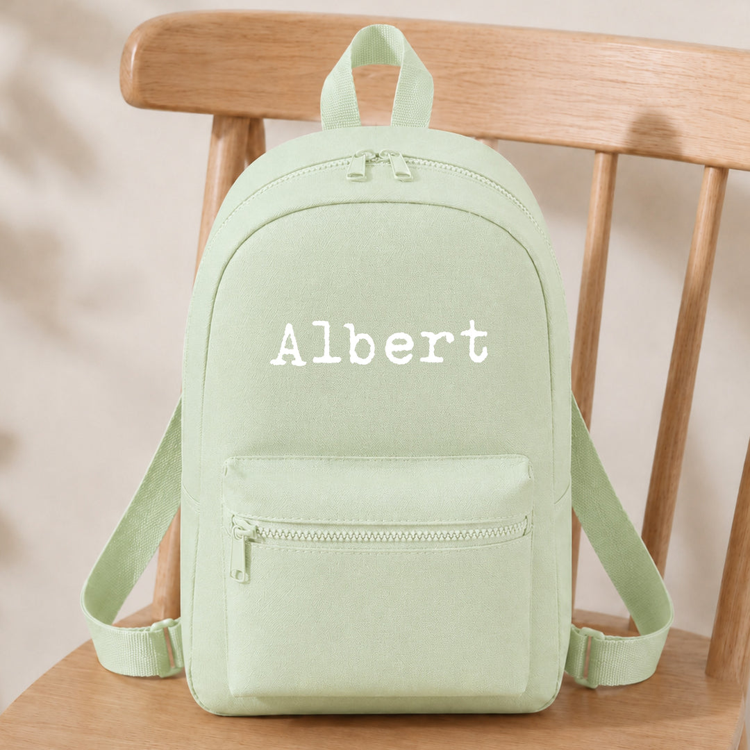 Personalised Simple White Name Backpack