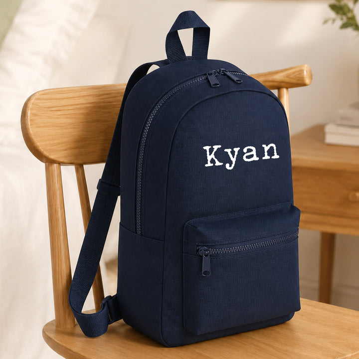 Personalised Simple White Name Backpack
