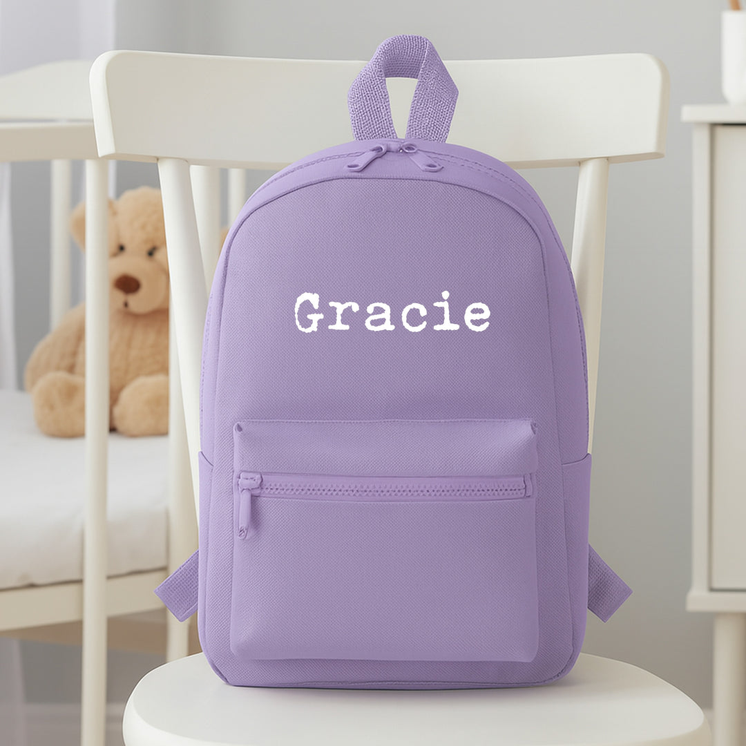 Personalised Simple White Name Backpack