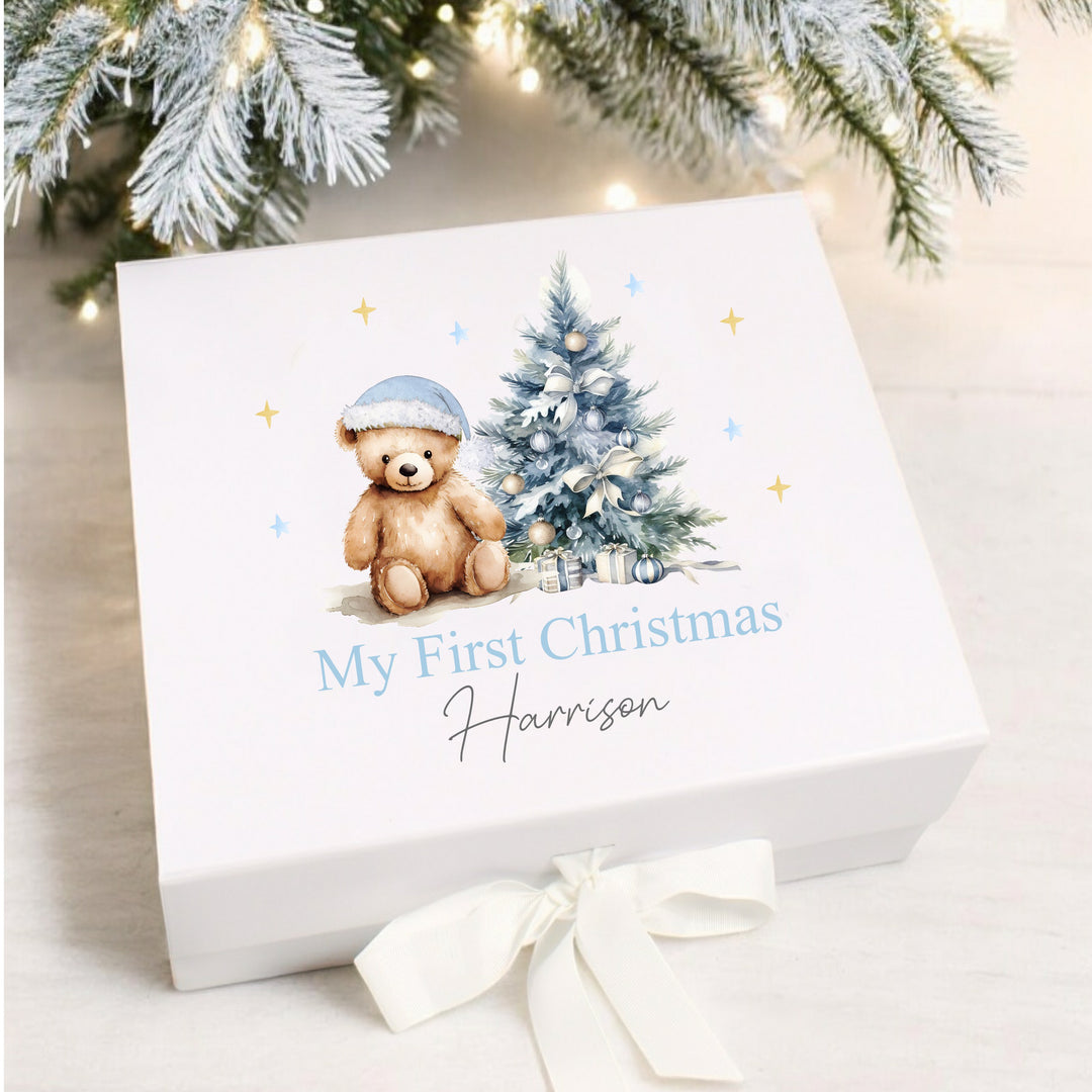 Personalised Blue Teddy Christmas Clothing Gift Set