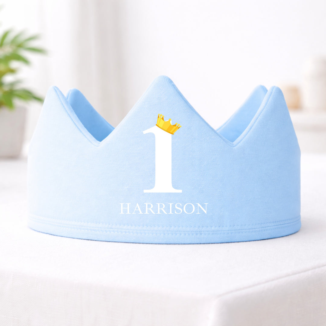 Personalised Blue And White First Birthday Crown