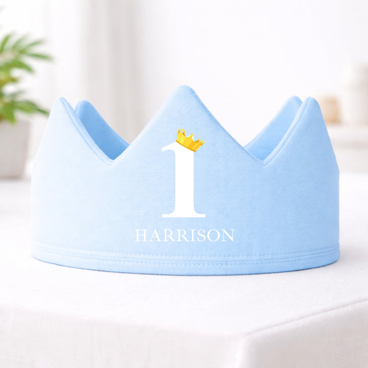Personalised Blue And White First Birthday Crown