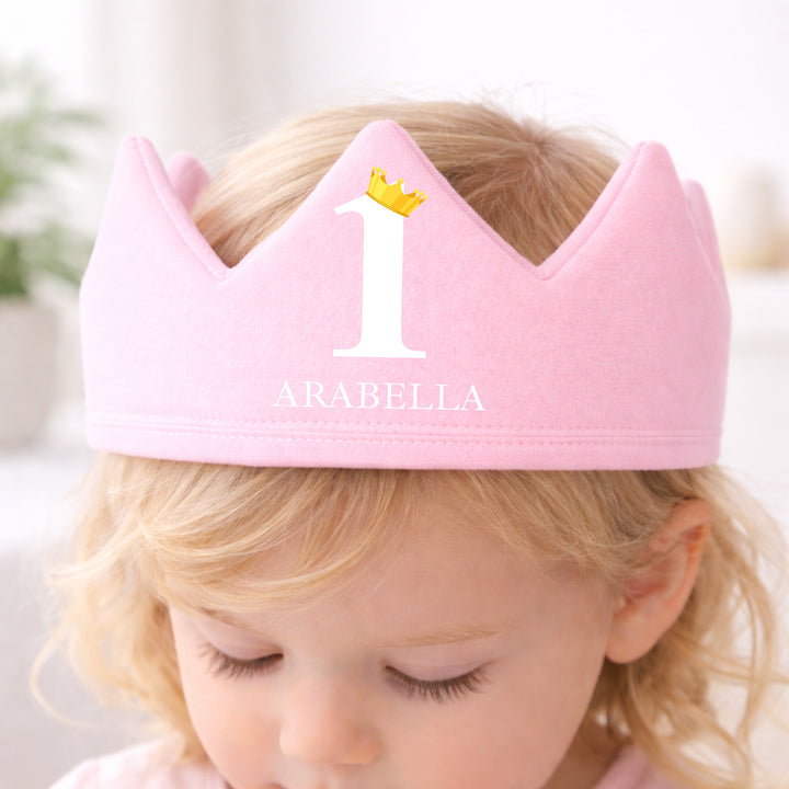 Personalised Pink And White First Birthday Crown