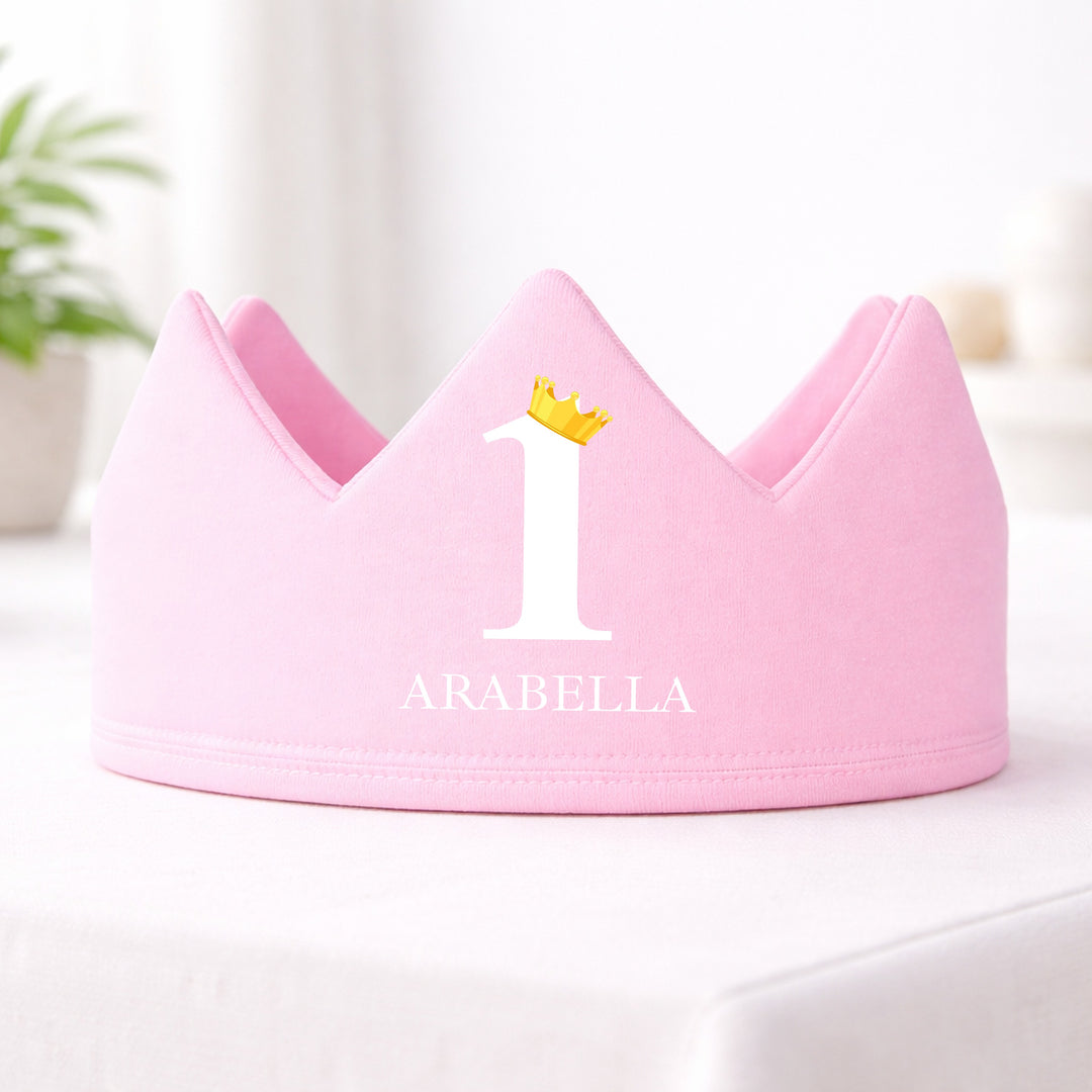 Personalised Pink And White First Birthday Crown