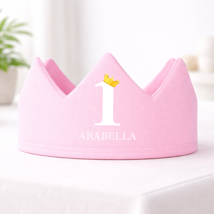 Personalised Pink And White First Birthday Crown