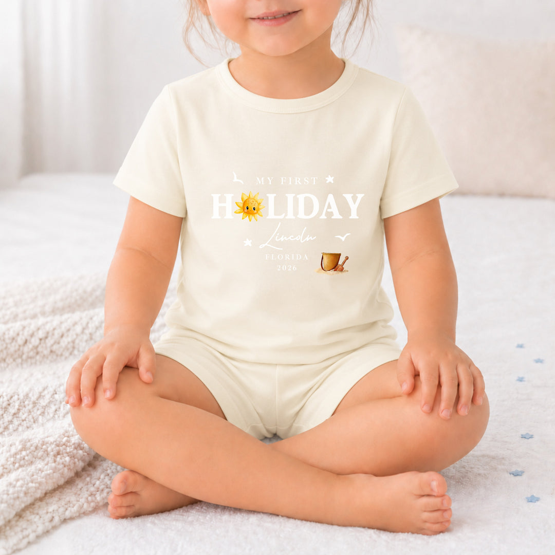 Personalised Sun My First Holiday Toddler Short Set