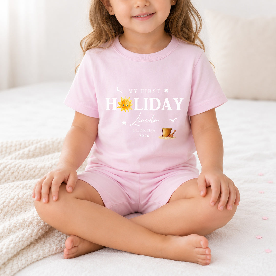 Personalised Sun My First Holiday Toddler Short Set