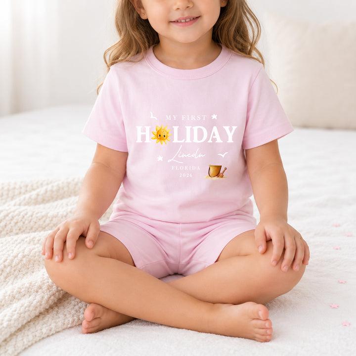 Personalised Sun My First Holiday Toddler Short Set