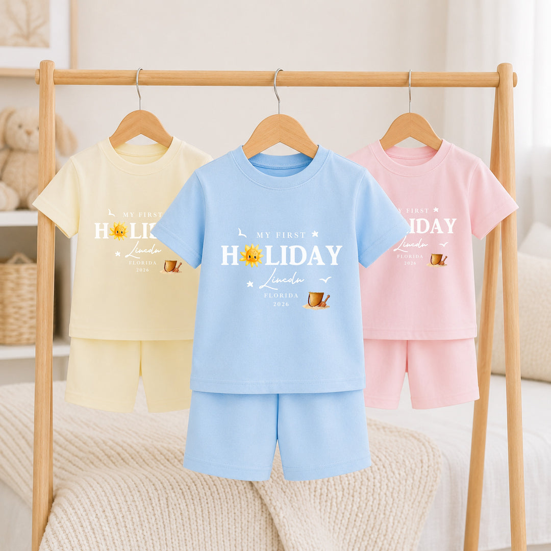 Personalised Sun My First Holiday Toddler Short Set