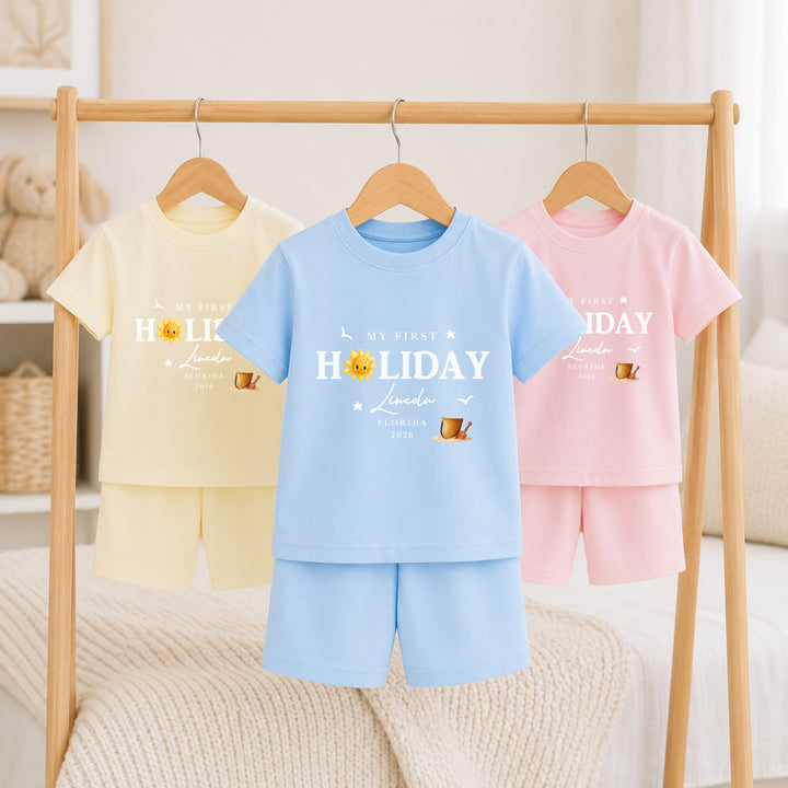 Personalised Sun My First Holiday Toddler Short Set