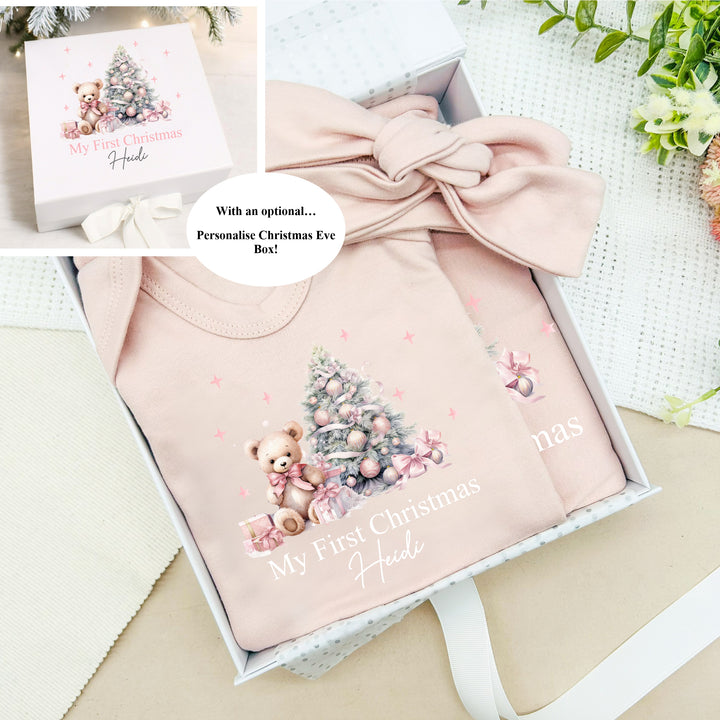 Personalised Pink Teddy Christmas Clothing Gift Set