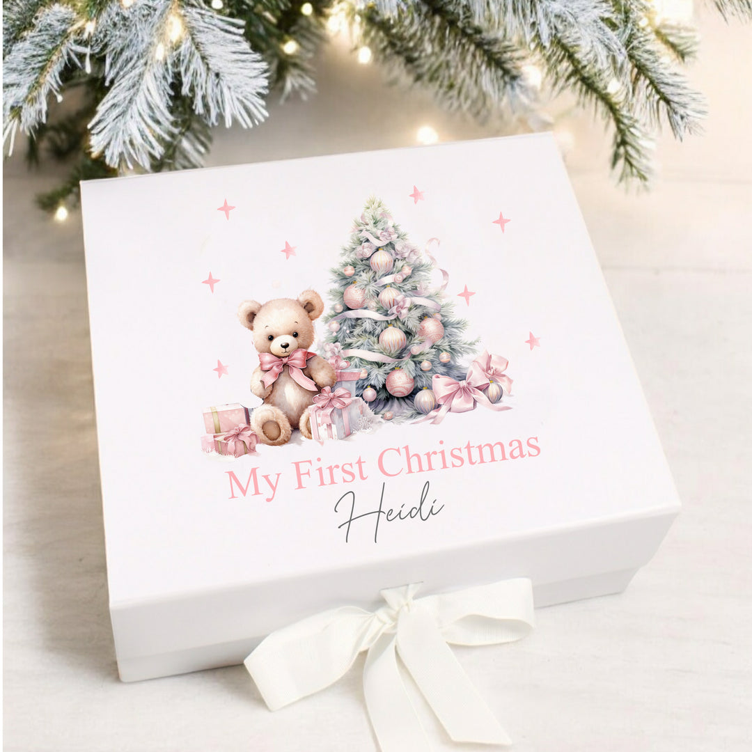 Personalised Pink Teddy Christmas Clothing Gift Set
