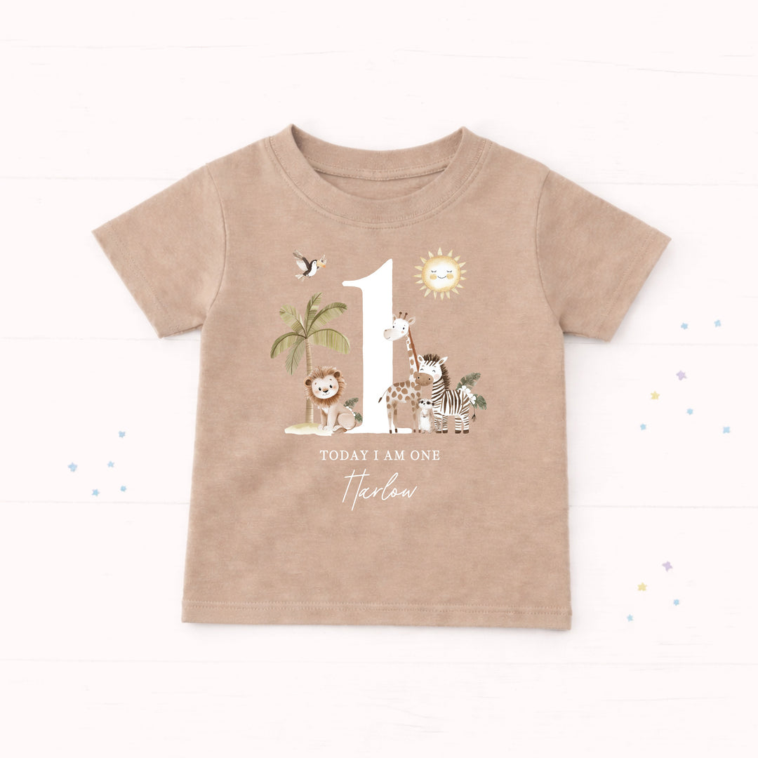 Personalised Safari Today I am One Birthday T-Shirt