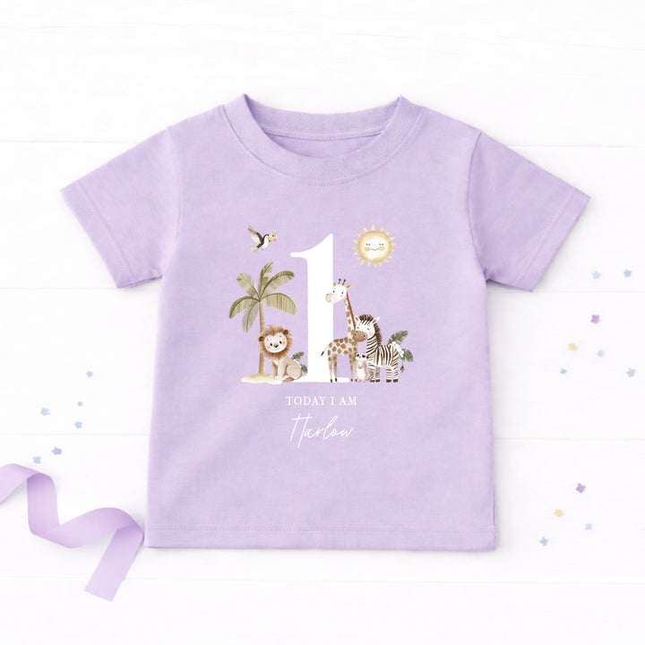 Personalised Safari Today I am One Birthday T-Shirt