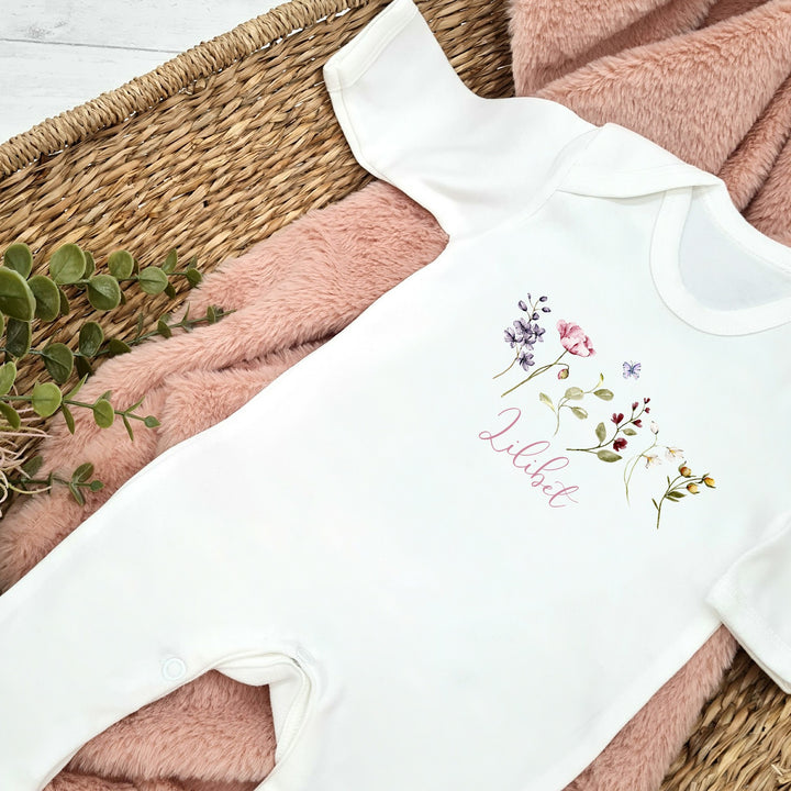 Personalised Wildflower Babygrow/Vest