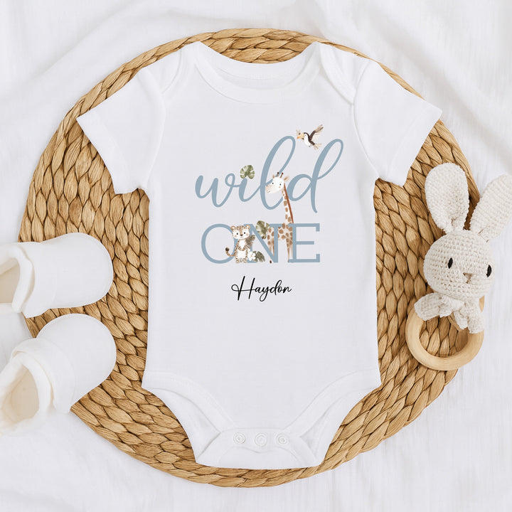 Personalised Blue Wild One First Birthday Vest