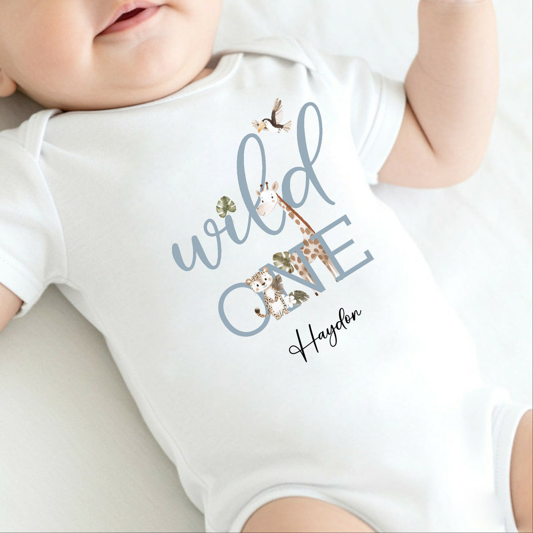 Personalised Blue Wild One First Birthday Vest