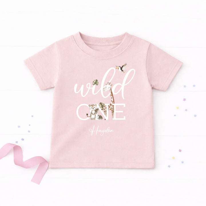 Personalised Wild One Safari First Birthday T-Shirt