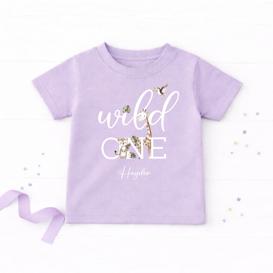 Personalised Wild One Safari First Birthday T-Shirt