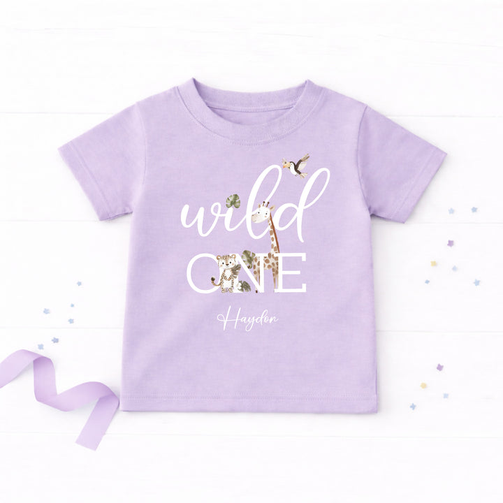 Personalised Wild One Safari First Birthday T-Shirt