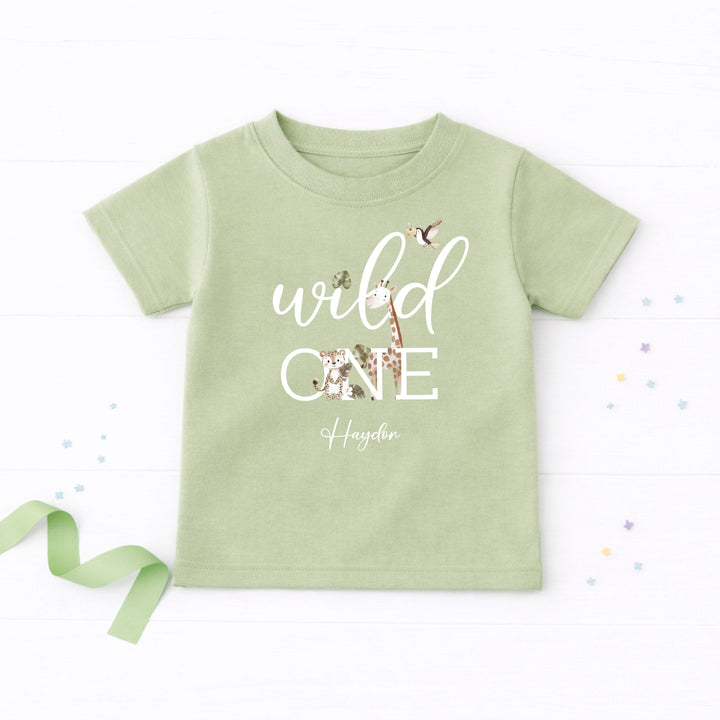 Personalised Wild One Safari First Birthday T-Shirt