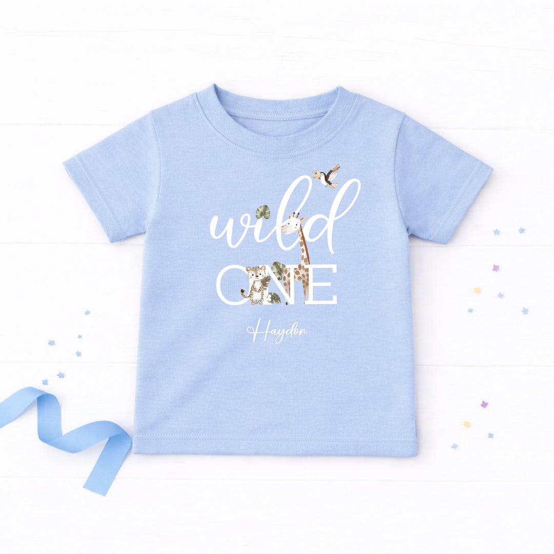 Personalised Wild One Safari First Birthday T-Shirt