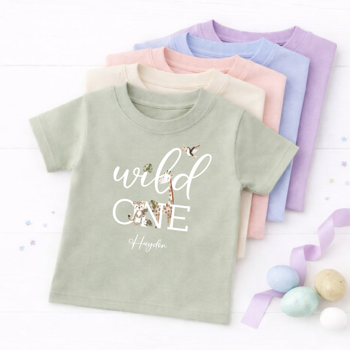 Personalised Wild One Safari First Birthday T-Shirt