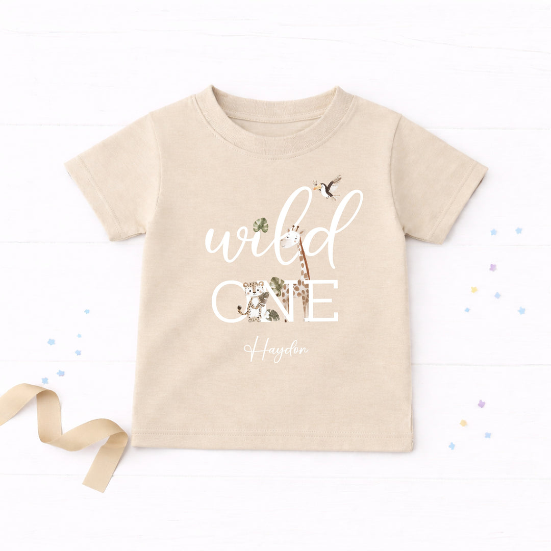 Personalised Wild One Safari First Birthday T-Shirt