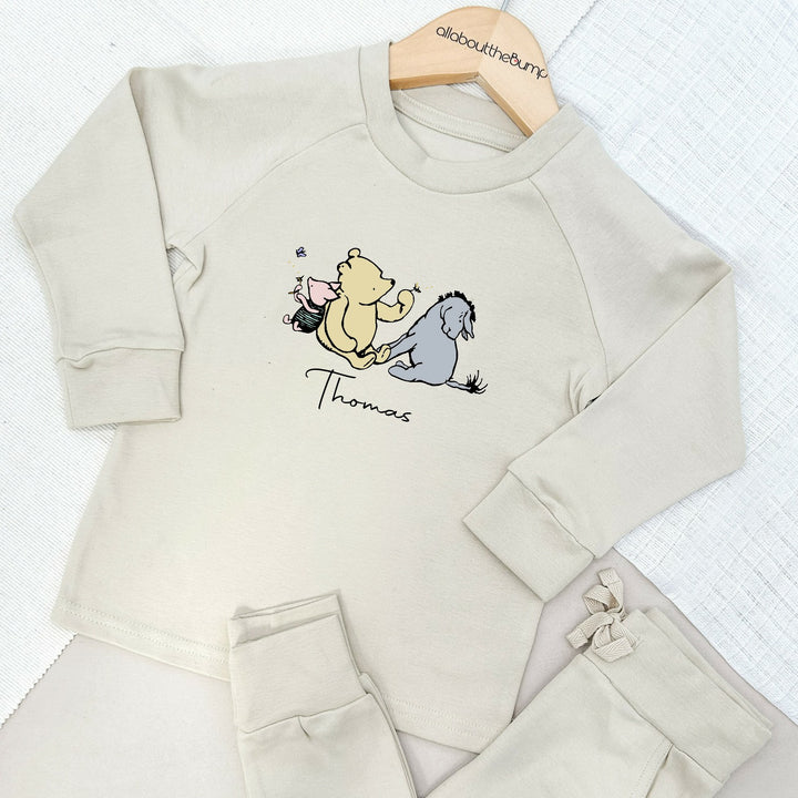 Winnie Pooh Lightweight Cotton Tracksuit | Peach Blue Brown Sand