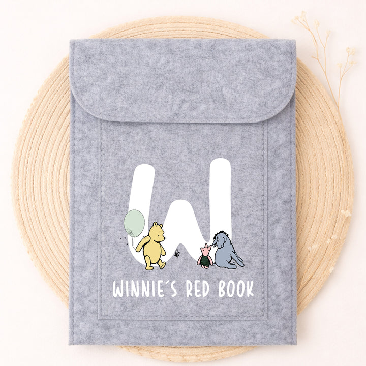 Personalised White Pooh Bear Initial Red Book Cover