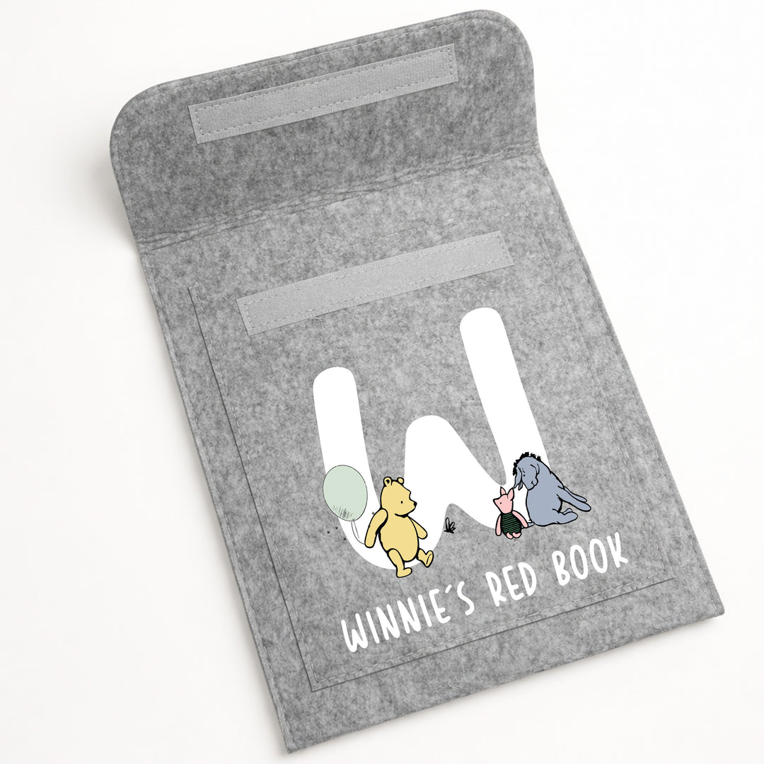 Personalised White Pooh Bear Initial Red Book Cover