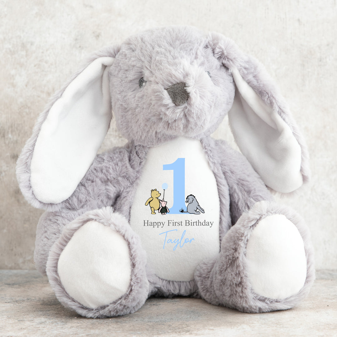 Personalised Blue Pooh Bear Birthday Bunny