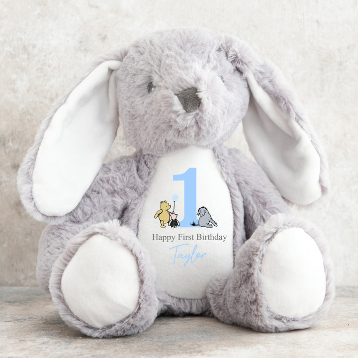 Personalised Blue Pooh Bear Birthday Bunny